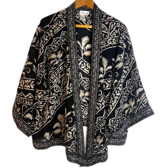 Coldwater Creek Boxy Boho Cardigan Lightweight Abstract Pattern Size Large - Picture 1 of 8